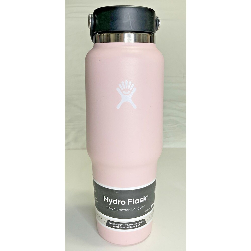 Hydro Flask 32oz Wide Mouth Flex Cap Travel Bottle Trillium Pink Cup Holder NWT
